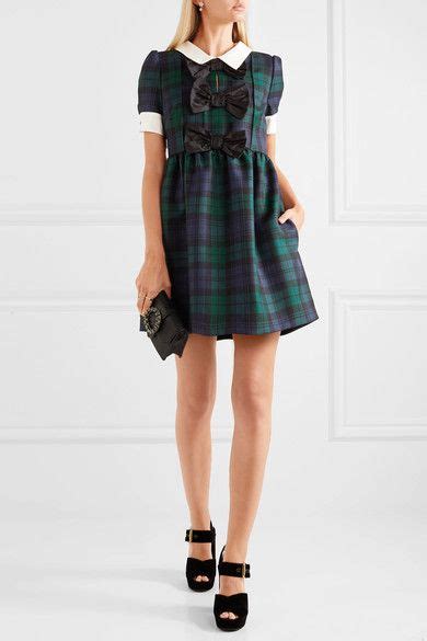 miu miu tartan dress|Shop Miu Miu Bow.